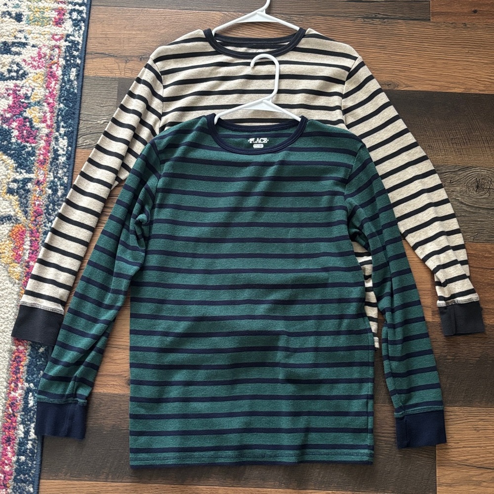 Children’s Place  Navy and Green Striped Shirt